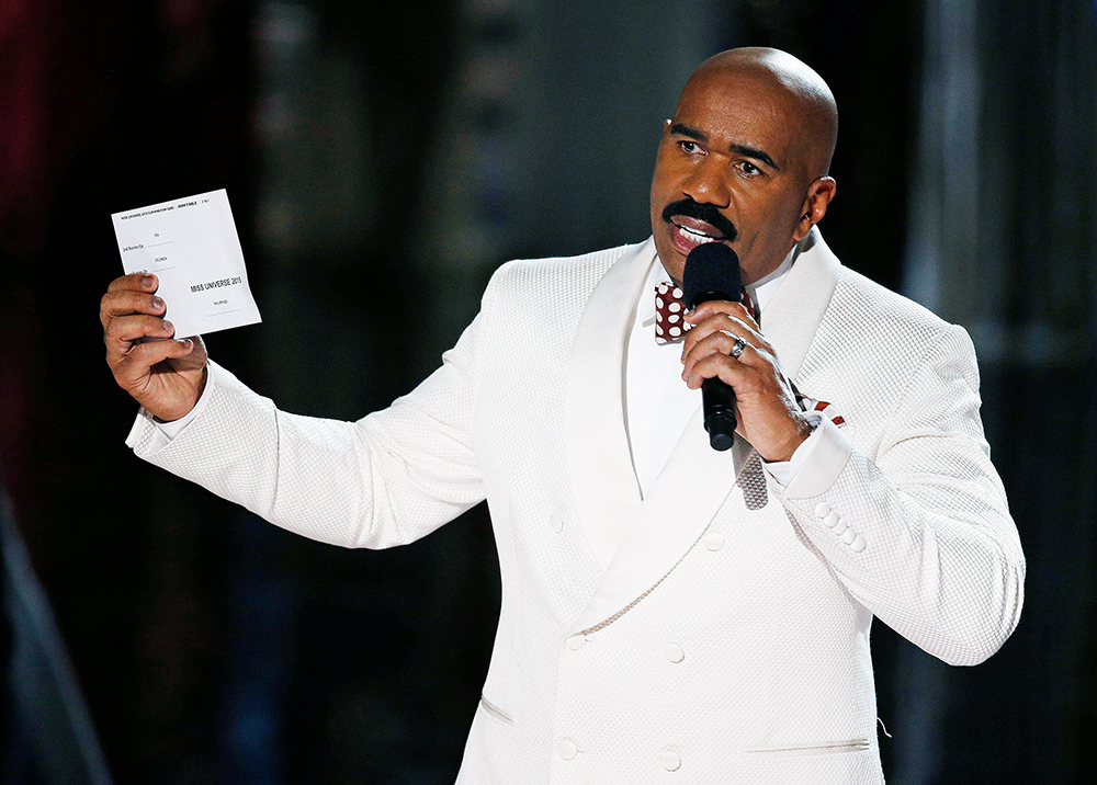 Steve Harvey holds up the card showing the winners after he incorrectly announced Miss Colombia Ariadna Gutierrez at the winner at the Miss Universe pageant, in Las Vegas. According to the pageant, a misreading led the announcer to read Miss Colombia as the winner before they took it away and gave it to Miss Philippines Pia Alonzo WurtzbachMiss Universe Pageant, Las Vegas, USA - 20 Dec 2015