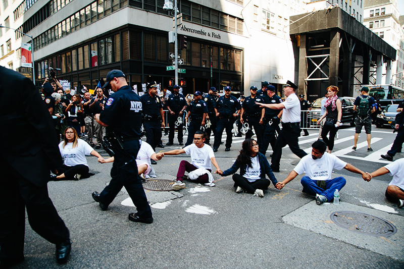 People protest outside Trump Tower after US President Donald J. Trump announced the plan to rescind the DACA program in New York, New York, USA, 05 September 2017. President Donald Trump has decided to end the Obama-era program that grants work permits to undocumented immigrants who arrived in the country as children.
DACA protest in New York, USA - 05 Sep 2017