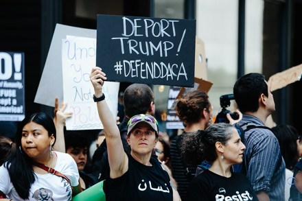 People protest outside Trump Tower after US President Donald J. Trump announced the plan to rescind the DACA program in New York, New York, USA, 05 September 2017. President Donald Trump has decided to end the Obama-era program that grants work permits to undocumented immigrants who arrived in the country as children.
DACA protest in New York, USA - 05 Sep 2017