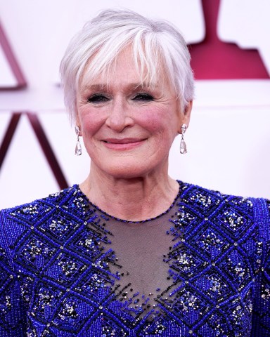 Glenn Close arrives for the 93rd annual Academy Awards ceremony at Union Station in Los Angeles, California, USA, 25 April 2021. The Oscars are presented for outstanding individual or collective efforts in filmmaking in 24 categories. The Oscars happen two months later than originally planned, due to the impact of the coronavirus COVID-19 pandemic on cinema. Arrivals - 93rd Academy Awards, Los Angeles, USA - 25 Apr 2021