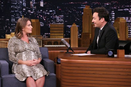 THE TONIGHT SHOW STARRING JIMMY FALLON -- Episode 1024 -- Pictured: (l-r) Broadcast Journalist Katy Tur during an interview with host Jimmy Fallon on February 27, 2019 -- (Photo by: Andrew Lipovsky/NBC)