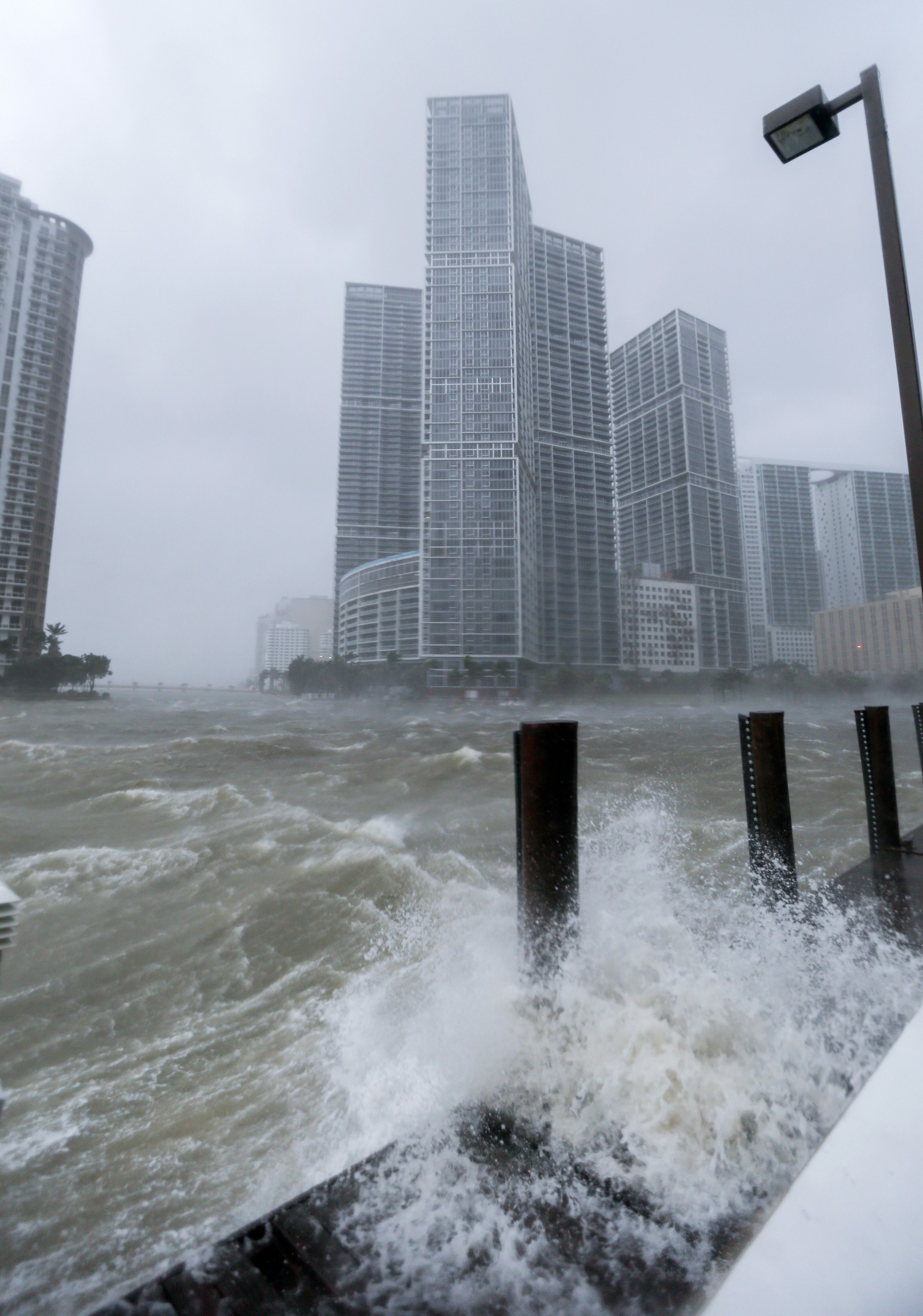 The rough waters where the Miami River meets Biscayne Bay shows the full effects of Hurricane Irma strike in Miami, Florida, USA, 10 September 2017. Many areas are under mandatory evacuation orders as Irma approaches Florida. The National Hurricane Center has rated Irma as a Category 4 storm as the eye crosses the lower Florida Keys.
Hurricane Irma in Miami, USA - 10 Sep 2017