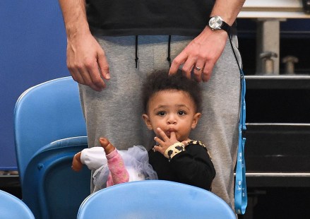Alexis Ohanian and Alexis Olympia Ohanian Jr watching Serena Williams from the players box
Mastercard Hopman Cup 2019, Tennis, RAC Arena, Perth, Australia - 03 Jan 2019