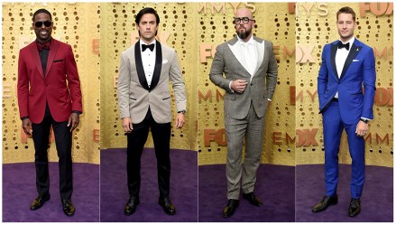 This combination photo shows the cast of "This Is Us," from left, Sterling K. Brown, Milo Ventimiglia, Chris Sullivan and Justin Hartley at the 71st Primetime Emmy Awards in Los Angeles on
Emmys Fashion, Los Angeles, USA - 22 Sep 2019
