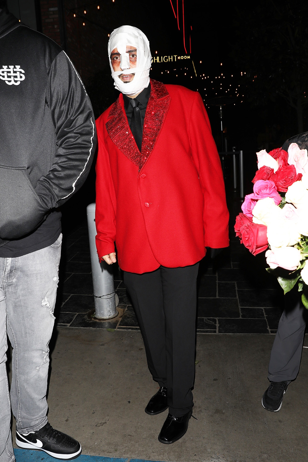 French Montana at a Halloween party dressed as The Weeknd