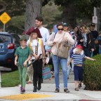 Jennifer Garner walks down the street with all her kids wearing Halloween costumes (Blurred)
