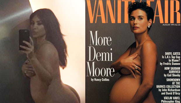 Demi Moore Nude Pregnant - Pregnant Celebrities' Bare Baby Bumps: Kim Kardashian & More Photos â€“  Hollywood Life