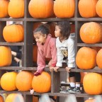 Kourtney Kardashian  and children at a pumpkin patch in Los Angeles