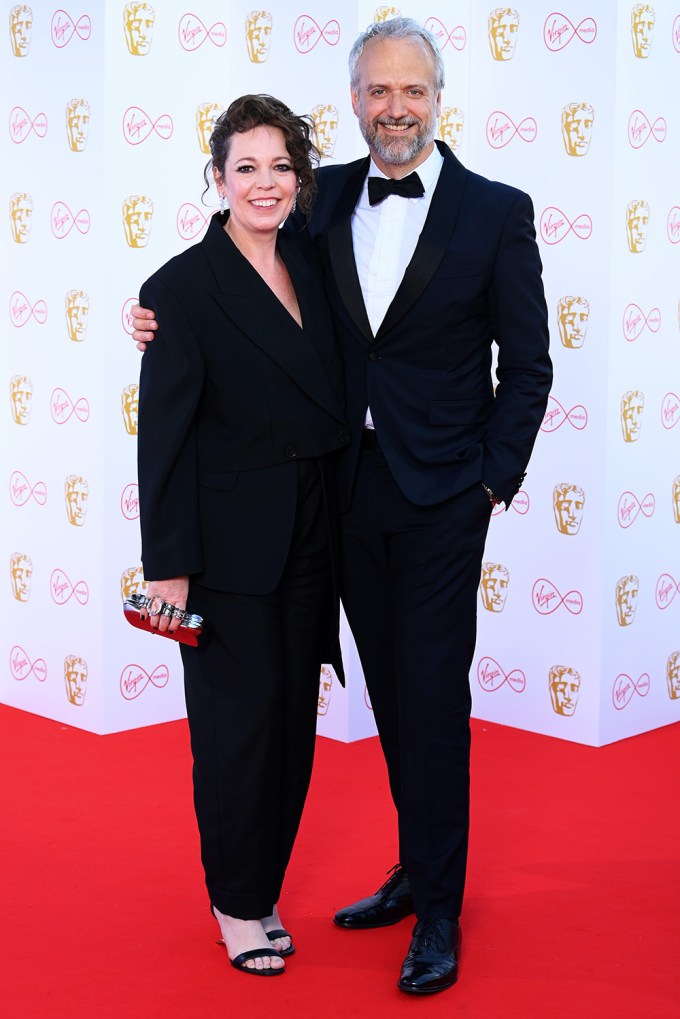 Olivia Colman with her husband at the Virgin Media British Academy Television Awards