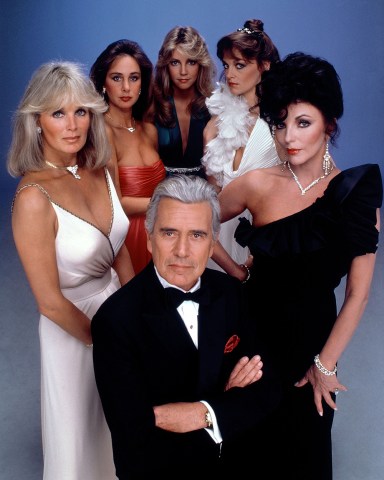 No Merchandising. Editorial Use Only. No Book Cover Usage.Mandatory Credit: Photo by Spelling/ABC/Kobal/REX/Shutterstock (5885477ae)Heather Locklear, Joan Collins, John Forsythe, Linda EvansDynasty - 1981-1989Spelling/ABCUSATV Portrait