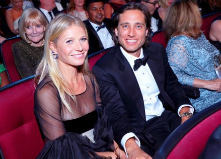 Gwyneth Paltrow, Brad Falchuk. Gwyneth Paltrow, left, and Brad Falchuk pose in the audience at the 71st Primetime Emmy Awards, at the Microsoft Theater in Los Angeles71st Primetime Emmy Awards - Audience, Los Angeles, USA - 22 Sep 2019