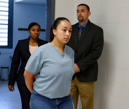 Cyntoia Brown, a woman serving a life sentence for killing a man when she was a 16-year-old prostitute, enters her clemency hearing Wednesday, May 23, 2018, at Tennessee Prison for Women in Nashville, Tenn. (Lacy Atkins /The Tennessean via AP, Pool)
Cyntoia Brown Clemency Hearing, Nashville, USA - 23 May 2018