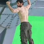 Henry Cavill Showing Off His Physique On Set Of "Man Of Steel"