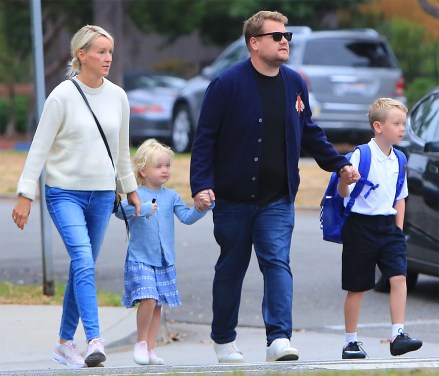 TV Host, James Corden is seen out and about with his wife, Julia Carey, and their kids, Max and Carey in Santa Monica, CA.  Pictured: Julia Carey,Carey Corden,James Corden,Max Corden Ref: SPL5020752 040918 NON-EXCLUSIVE Picture by: SplashNews.com Splash News and Pictures USA: +1 310-525-5808 London: +44 (0)20 8126 1009 Berlin : +49 175 3764 166 photodesk@splashnews.com World Rights, No France Rights