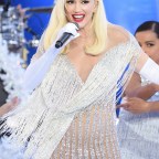Gwen Stefani records her performance for the Macy's Thanksgiving Day Parade in NYC.