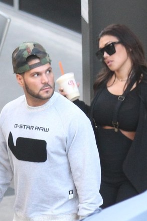*EXCLUSIVE* Los Angeles, CA - Ronnie Ortiz Margo and Jen Harley are back together after their latest domestic dispute and it seems that things between the couple may be better than ever. The Jersey Shore alum and his baby mama spent time together in Florida for Jen’s birthday days after their latest domestic dispute and Jen is now seen with what looks to be a shiny new diamond on her ring finger. The couple were reportedly at Michael “ The Situation’’ Sorrentino’s wedding together with Ronnie serving as best man and maybe all that nuptial joy spread over to Ronnie and Jen. The couple were spotted on a day out while Jen was getting veneers that may have been gifted to her by Ronnie. The couple is pictured visiting a pharmacy and later getting a healthy drink at Jamba Juice. By all accounts it looks as if they are making a serious effort to work out their issues together. The couple have a seven month old daughter, Ariana Sky Magro together.Pictured: Ronnie Ortiz Margo, Jen HarleyBACKGRID USA 8 NOVEMBER 2018 USA: +1 310 798 9111 / usasales@backgrid.comUK: +44 208 344 2007 / uksales@backgrid.com*UK Clients - Pictures Containing ChildrenPlease Pixelate Face Prior To Publication*