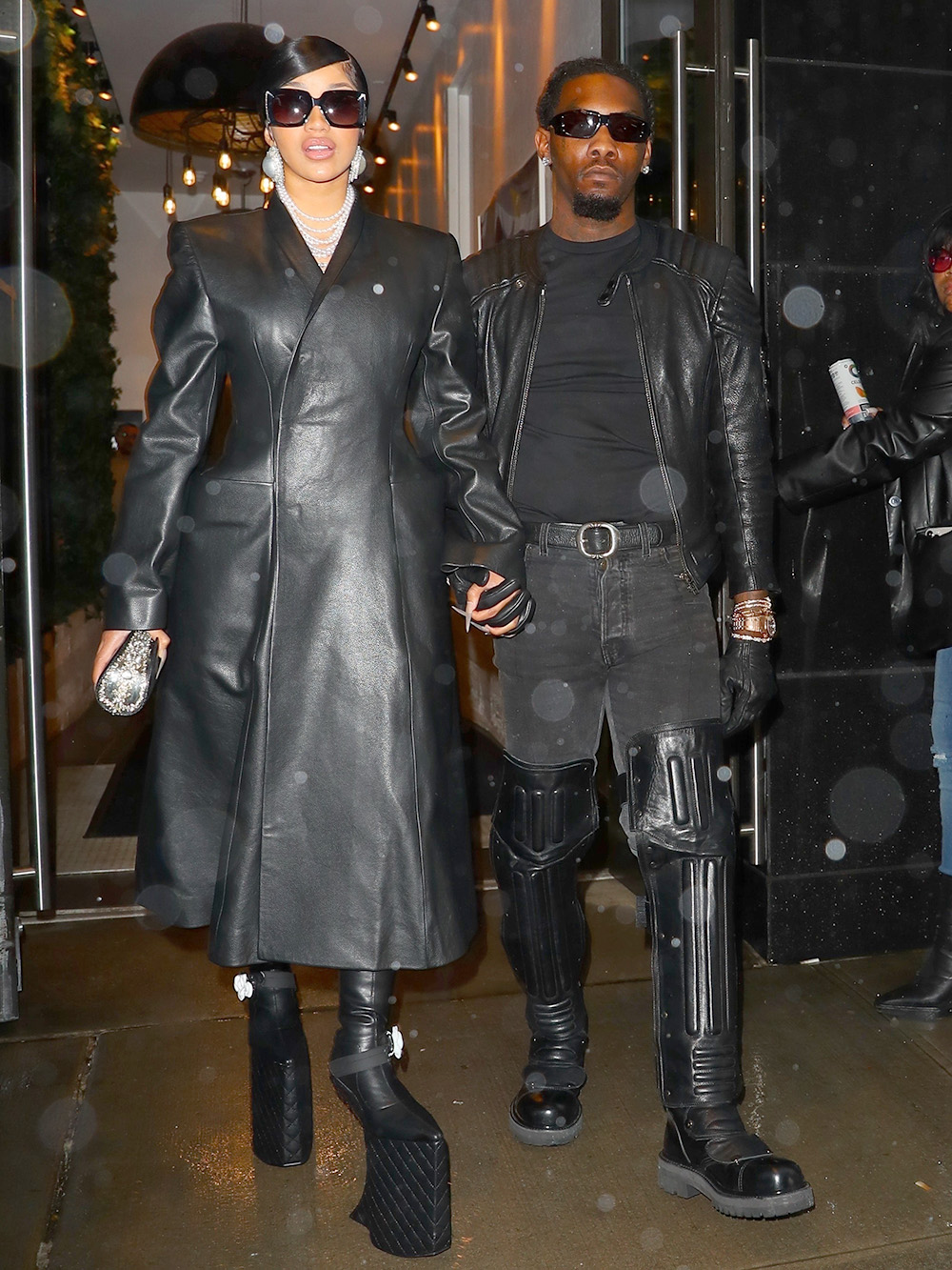 *EXCLUSIVE* Cardi B & Offset steps out looking like the Matrix in black leather outfits