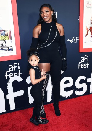 Alexis Olympia Ohanian Jr, and her mother Serena Williams arrive at the premiere of 