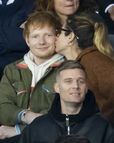 Paris, FRANCE  - Ed Sheeran and other celebrities watching the victory of PSG (2) against Manchester City (0) on the second day of the Champions League at the Parc des Princes in Paris.Pictured: Ed Sheeran, Cherry SeabornBACKGRID USA 28 SEPTEMBER 2021 BYLINE MUST READ: Best Image / BACKGRIDUSA: +1 310 798 9111 / usasales@backgrid.comUK: +44 208 344 2007 / uksales@backgrid.com*UK Clients - Pictures Containing ChildrenPlease Pixelate Face Prior To Publication*