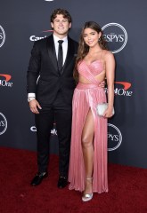 Football player Jake Funk, of the Los Angeles Rams, left, and Hannah Ann Sluss arrive at the ESPY Awards, at the Dolby Theatre in Los Angeles
2022 ESPY Awards - Arrivals, Los Angeles, United States - 20 Jul 2022