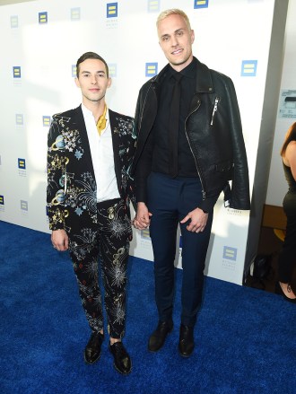 Adam Rippon and Jussi-Pekka Kajaala attend the 2019 Human Rights Campaign Los Angeles Dinner at the JW Marriott LA LIVE on Saturday, Mar. 30, 2019. (Photo by Jordan Strauss/Invision/AP)