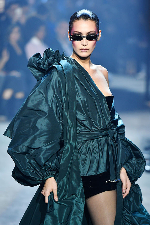 Bella Hadid Suffers Nip Slip Wardrobe Malfunction At Paris Fashion