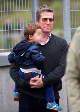 Hugh Grant with his 2 year old son by Swedish TV producer Anna Eberstein Autoropa Racing Days at Ring Knutstorp, Kagerod, Sweden - September 13, 2014