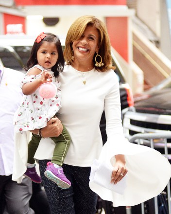 **USE PHOTOGRAPHS OF CHILDREN IF YOU WANT TO IN YOUR SECTION** Hoda Kotb is all smiles as she arrives with her daughter, Haley Joy Kotb, at the Today show in New York, NY.  Photo: Hoda Kotb,Haley Joy Kotb Ref: SPL5032471 111018 NON-EXCLUSIVE Photo by: Elder Ordonez / SplashNews.com Splash News and Pictures Los Angeles: 310-821-2666 New York: 212-619-266 619-266 London: 02 4399 8577 photodesk@splashnews.com International Rights, No Portuguese Rights