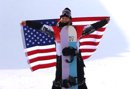 Womens's Snowboard Halfpipe. USA's Chloe Kim celebrates after winning the final
Beijing 2022 Winter Olympics, Genting Snow Park, Zhangjiakou, China - 10 Feb 2022