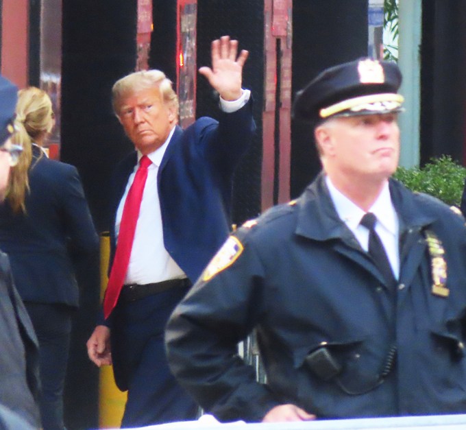 Donald Trump arriving at Trump Tower in NYC