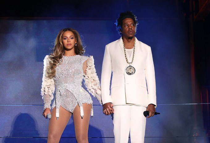 Beyonce and Jay-Z hold hands on stage In 2018