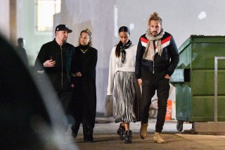 EXCLUSIVE: Zoe Saldana and Marco Perego were accompanied by Nicole Richie and Joel Madden for a Valentines Day dinner in Beverly Hills. The Double daters were seen leaving Gucci Osteria da Massimo Bottura restaurant on Rodeo Dr. The Couples walked hand in hand and were seen leaving in the same SUV.**SPECIAL INSTRUCTIONS*** Please pixelate children's faces before publication.***. 14 Feb 2020 Pictured: Zoe Saldana, Marco Perego, Joel Madden, Nicole Richie. Photo credit: PG/MEGA TheMegaAgency.com +1 888 505 6342 (Mega Agency TagID: MEGA610334_001.jpg) [Photo via Mega Agency]