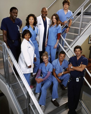 Editorial use only. No book cover usage.Mandatory Credit: Photo by Abc-Tv/Kobal/Shutterstock (5886266bg)Clockwise (From Top Left), Isaiah Washington, Sandra Oh, James Pickens Jr, Ellen Pompeo, T.R. Knight, Patrick Dempsey, Justin Chambers, Katherine Heigl, Chandra WilsonGrey's Anatomy - 2005ABC-TVUSATV Portrait