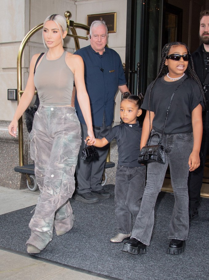 Kim Kardashian And Her Daughters Chicago And North Leave Their New York City Hotel