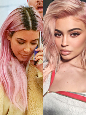 Kim Kardashian Kylie Jenner Pink Hair