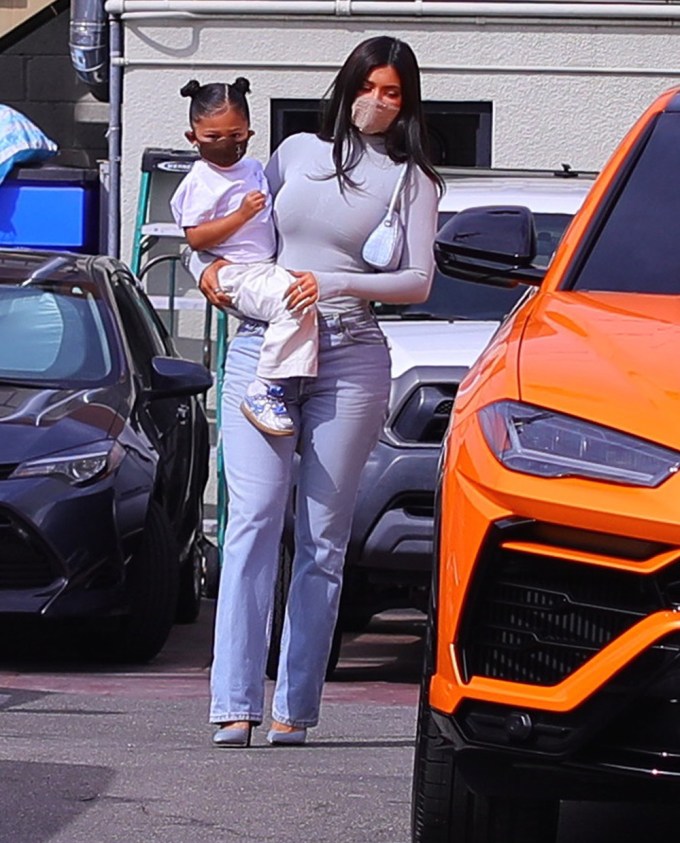 Kylie Jenner leaves a lunch date with her daughter Stormi in LA