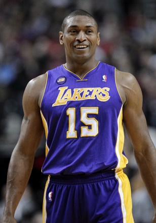 Metta World Peace Made April 10, 2013, Los Angeles Lakers' Metta World Peace is shown during an NBA basketball game against the Portland Trail Blazers in Portland, Ore. He is coming home to play for the New York Knicks. The Knicks said the contract has not been signed but an agreement has been reached. "The team is amazing, the players. I'm excited to play and hustle," World Peace said, while attending the NBA summer league in Las Vegas. World Peace grew up in New York and attended St. John's, when he was known as Ron Artest
Knicks World Peace Basketball, Portland, USA