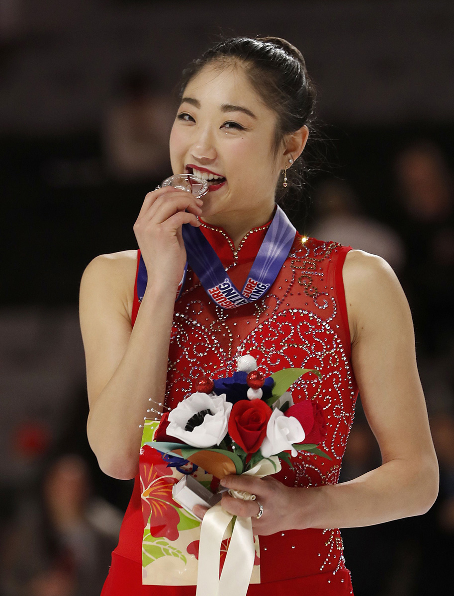 Mirai Nagasu poses after finishing second in the women's free skate event at the U.S. Figure Skating Championships in San Jose, Calif
US Championships Figure Skating, San Jose, USA - 05 Jan 2018