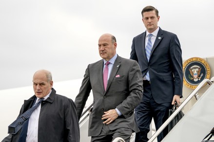 John Kelly, Gary Cohn, Rob Porter. President Donald Trump's Chief of Staff John Kelly, left, White House chief economic adviser Gary Cohn, center, and White House Staff Secretary Rob Porter, right, arrive at Andrews Air Force Base, Md., for a short trip to the White House after accompanying President Donald Trump at the 2018 House and Senate Republican Member Conference at The Greenbrier in White Sulphur Springs, WVa
Trump, Andrews AFB, USA - 01 Feb 2018