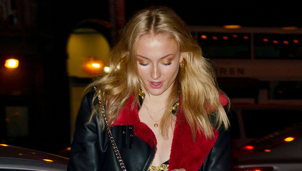 Sophie Turner Rocks Gold Bra Under Jacket Flashes Engag