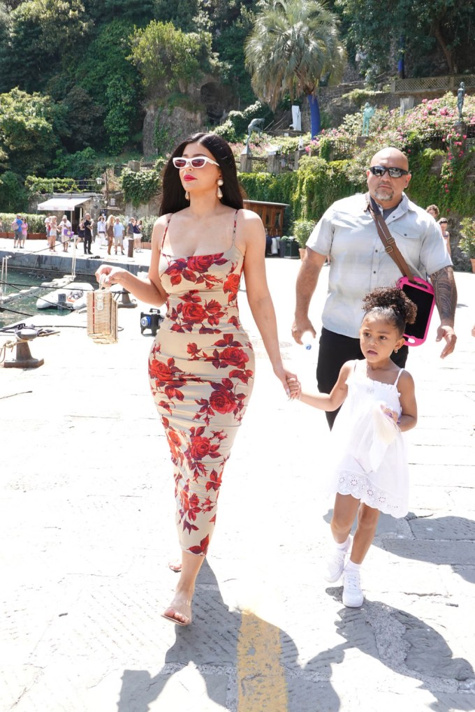 Kylie Jenner holds hands with Stormi Webster in Italy