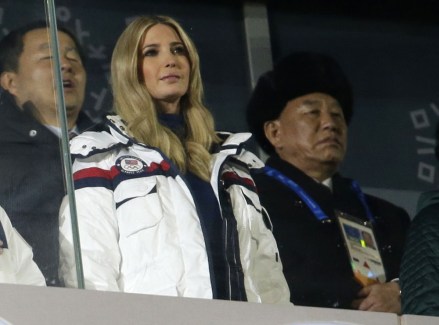 Ivanka Trump, front left, U.S. President Donald Trump's daughter and Kim Yong Chol, vice chairman of North Korea's ruling Workers' Party Central Committee, right, watch the closing ceremony of the 2018 Winter Olympics in Pyeongchang, South Korea
Olympics Closing Ceremony, Pyeongchang, South Korea - 25 Feb 2018