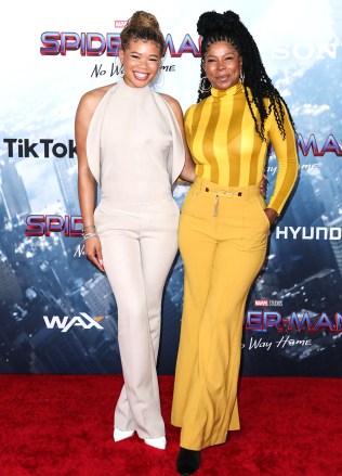 Actress Storm Reid and mother Robyn Simpson Reid arrive at the Los Angeles Premiere Of Columbia Pictures' 'Spider-Man: No Way Home' held at the Regency Village Theater on December 13, 2021 in Westwood, Los Angeles, California, United States.  Los Angeles Premiere Of Columbia Pictures' 'Spider-Man: No Way Home', Westwood, United States - 14 Dec 2021