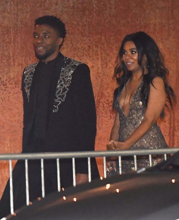 Beverly Hills, CA  - Chadwick Boseman, Regina Hall, and Gabrielle Union exit the 2018 Vanity Fair Oscar Party at the Wallis Annenberg Center for the Performing Arts after the Academy Awards.Pictured: Chadwick Boseman, Regina Hall, Gabrielle UnionBACKGRID USA 4 MARCH 2018 BYLINE MUST READ: HGVC / BACKGRIDUSA: +1 310 798 9111 / usasales@backgrid.comUK: +44 208 344 2007 / uksales@backgrid.com*UK Clients - Pictures Containing ChildrenPlease Pixelate Face Prior To Publication*