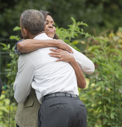 US First Lady Michelle Obama and President Barack Obama
Barack and Michelle Obama in the White House garden, Washington DC, USA - 06 Oct 2016
US First Lady Michelle Obama works the White House Kitchen Garden,  for the final time, with President Barack Obama, NBCs Al Roker and others on the South Lawn of the White House in Washington, DC.