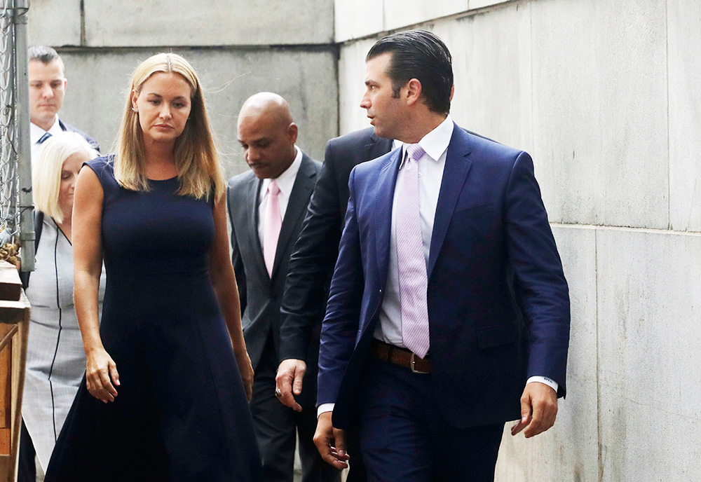 Donald Trump Jr. e sua esposa Vanessa chegam para uma audiência de divórcio, em Nova York. Os Trumps se casaram em 2005 e têm cinco filhos Donald Trump Jr Divorce, Nova York, EUA - 26 de julho de 2018