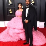 Jhene Aiko, left, and Big Sean arrive at the 63rd annual Grammy Awards at the Los Angeles Convention Center on March 14 with both live and prerecorded segments
63rd Annual Grammy Awards - Arrivals, Los Angeles, United States - 14 Mar 2021
Wearing Monsoori
