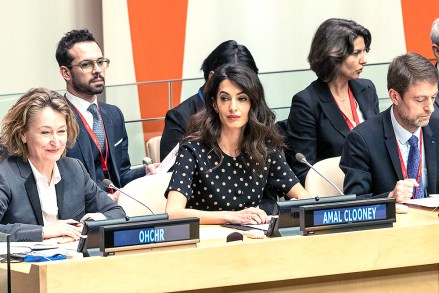 Co-President of the Clooney Foundation for Justice Amal Clooney attends ensuring accountability for atrocities committed in Ukraine meeting at UN Headquarters
Ensuring accountability for atrocities committed in Ukraine, New York, United States - 27 Apr 2022