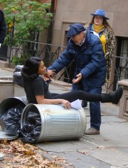 Tiffany Haddish pictured falling on top of garbage cans before being helped by Billy Crystal as they rehearse a scene at the "Here Today" movie set in Downtown, Brooklyn.Pictured: Tiffany Haddish,Billy Crystal
Ref: SPL5124888 281019 NON-EXCLUSIVE
Picture by: Jose Perez / SplashNews.comSplash News and Pictures
USA: +1 310-525-5808
London: +44 (0)20 8126 1009
Berlin: +49 175 3764 166
photodesk@splashnews.comWorld Rights