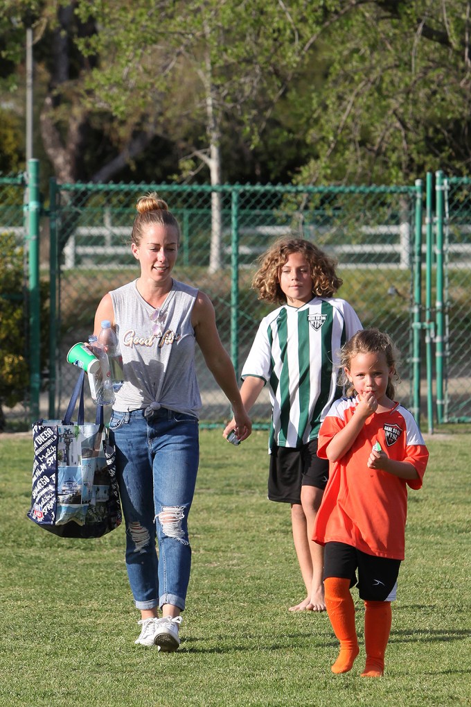 Kendra Wilkinson Takes The Kids To Soccer